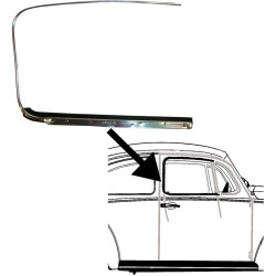Outer scraper with aluminium trim for door window, right, Brazil
