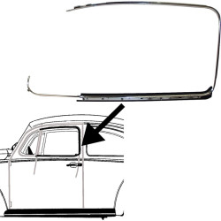 Outer scraper with aluminium trim for door window, left, Brazil