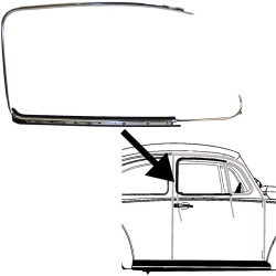 Outer scraper with aluminium trim for door window, right, Brazil