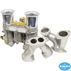 ชุดคาร์บูเรเตอร์ Dual Street Sleeper, 48 EPC พร้อมท่อร่วมไอดีและเครื่องฟอกอากาศ พอดีกับใต้ฝาเครื่องยนต์