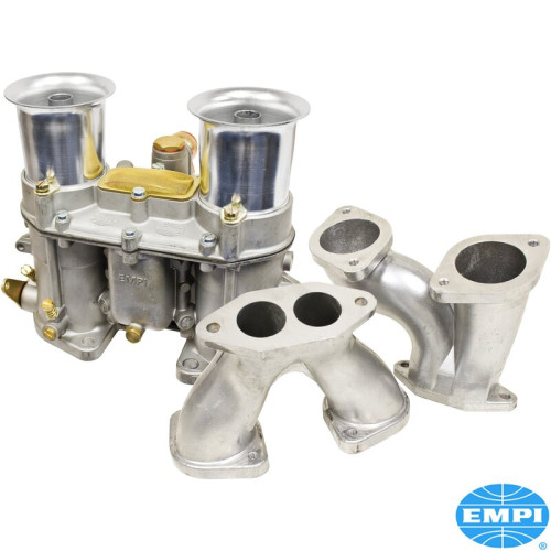 ชุดคาร์บูเรเตอร์ Dual Street Sleeper, 48 EPC พร้อมท่อร่วมไอดีและเครื่องฟอกอากาศ พอดีกับใต้ฝาเครื่องยนต์