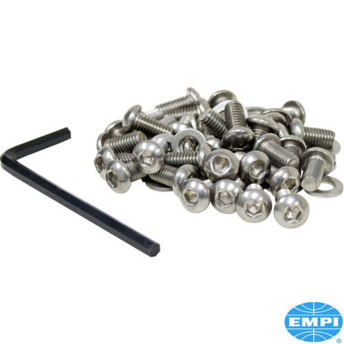 6 mm button head allen screw and washer kit for fan shroud, stainless steel, 34 pieces