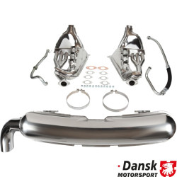 Exhaust conversion set, free-flow, with loose 84 mm tail pipes. IMPORTANT: Major modification needed on engine tin ware when installing on 3,2 l engines.