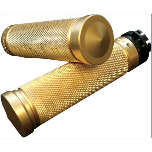 PartzBiz HD: 4424998-Accutronix Custom Gothic Style Brass Hand Grips for Harley Cable Throttle | GR100-K5
