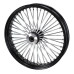 PartzBiz HD: 3462810-21 x 3.5 Chrome 46 Fat Spoke Front Black Rim Wheel Harley Touring Dual Disc PartzBiz HD: 3462810-21 x 3.5 Chrome 46 Fat Spoke Front Black Rim Wheel Harley Touring Dual Disc