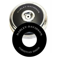 PartzBiz HD--Round Black Decal Air Cleaner Filter Cover Decal Harley Christian Biker