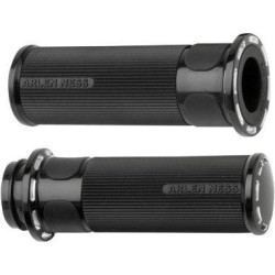 PartzBiz HD  - Arlen Ness 07-301 Fusion Black Slot Track Hand Grips 84-17 Harley Dual Cable Throttle 0630-1024 06301024 262203