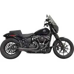 PartzBiz HD--Bassani Black Ripper Road Rage 2 Into 1 Exhaust System Pipes Harley Softail 18+