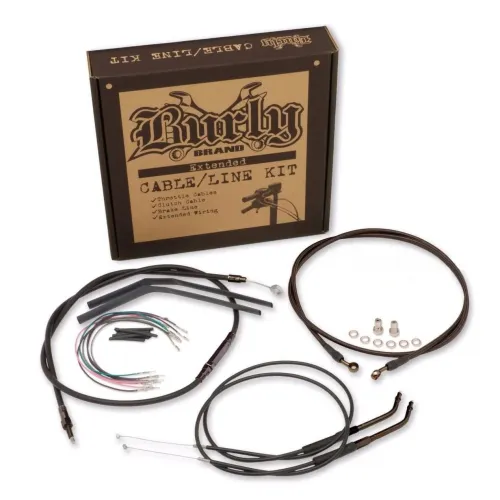 PartzBiz HD: 3444513-Burly 12” Black Vinyl Ape Hanger Control Cables Complete Kit XL Harley 97-03