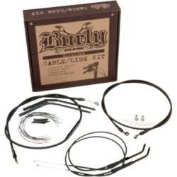 PartzBiz HD--Burly 14” Ape Hanger Black Vinyl Control Cables Complete Kit Dyna Harley 2006