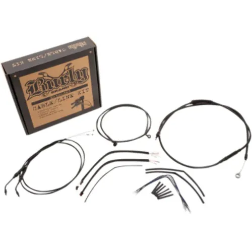 PartzBiz HD: 3446550-Burly 12” Black Vinyl Ape Hanger Control Cables Complete Kit XL Harley 14-21