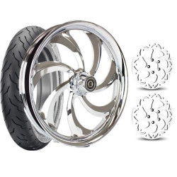 PartzBiz HD - DNA Chrome Storm 21" Front Wheel Tire Dual Rotors Package 09-21 Harley FLH PartzBiz HD - DNA Chrome Storm 21" Front Wheel Tire Dual Rotors Package 09-21 Harley FLH