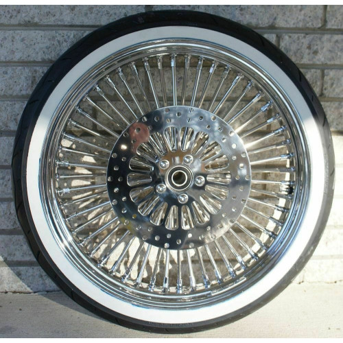 PartzBiz HD: 3441925-21 2.15 Chrome Front Fat Mammoth 52 Spoke Tire Wheel Rim Package Harley XL Dyna