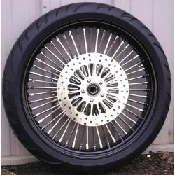 PartzBiz HD - 21 3.5 52 Mammoth Fat Spoke Front Wheel Black Rim 120/70-21 Tire Package Touring PartzBiz HD - 21 3.5 52 Mammoth Fat Spoke Front Wheel Black Rim 120/70-21 Tire Package Touring