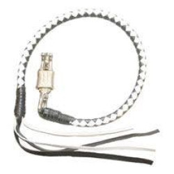 PartzBiz HD--Iron Braid 36" Leather Old School Black / White Get Back Whip for Motorcycle - 1009-36 BLACK/WHITE