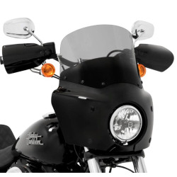 PartzBiz HD--Road Warrior 11” Black Smoke Windshield Fairing Black Mount Kit Harley 18+ FXLR