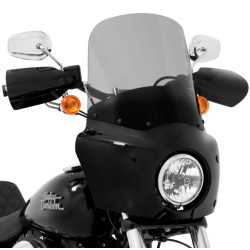 PartzBiz HD--Road Warrior 15” Black Smoke Windshield Fairing Black Mount Kit Harley 18+ FXLR