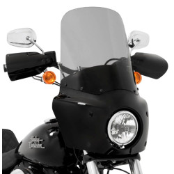 PartzBiz HD--Road Warrior 17” Black Smoke Windshield Fairing Black Mount Kit Harley 18+ FXLR