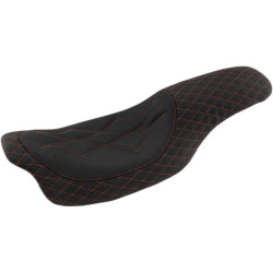 PartzBiz HD--Mustang 74111AB Blk/Red Diamond Stitch Revere Journey 2-Up Seat H-D FLH/T 08-Up
