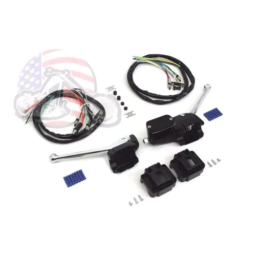 PartzBiz HD: 3444046-Black Hand Handlebar Control Switch Kit Harley Ironhead Shovelhead Chopper FX XL