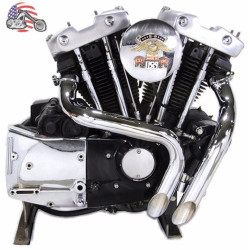 PartzBiz HD--1 3/4” Chrome LAF L.A.F. Exhaust Header Set Drag Pipes Harley Ironhead Sportster
