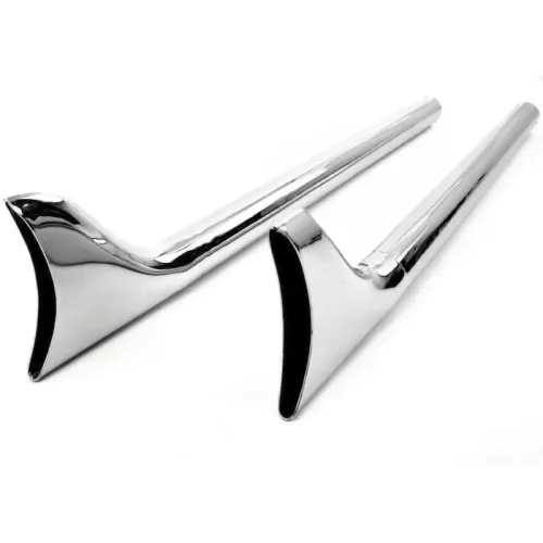 PartzBiz HD: 3444956-Chrome 30” Slip-On Fishtail Mufflers Exhaust Pipes Harley Chopper Bobber Custom