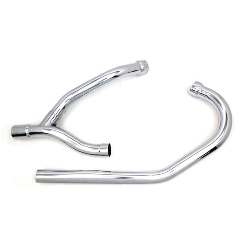 PartzBiz HD: 3447264-Chrome 2 into 1 Replacement Y Pipe Exhaust Header Set Pipes Harley 1954-1956 KH