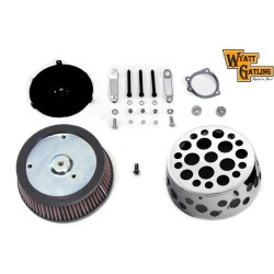 PartzBiz HD--Wyatt Gatling Air Cleaner Kit Swiss Cheese Chrome Cover CV EFI Harley Sportster 34-1742 touring dyna electra road sporty glide king filter davidson drilled holes