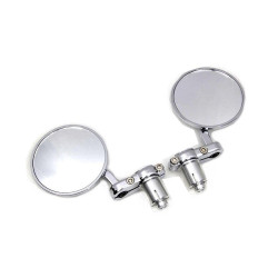 PartzBiz HD--Cafe Style Mirror Set Pair Chrome for 7/8" Bars Harley-Davidson & Custom Moto